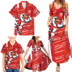 Sydney Swans Family Matching Summer Maxi Dress and Hawaiian Shirt Mascot Cartoon Football Illustration Style