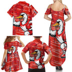 Sydney Swans Family Matching Summer Maxi Dress and Hawaiian Shirt Mascot Cartoon Football Illustration Style