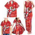 Sydney Swans Family Matching Tank Maxi Dress and Hawaiian Shirt Mascot Cartoon Football Illustration Style