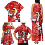 Sydney Swans Family Matching Tank Maxi Dress and Hawaiian Shirt Mascot Cartoon Football Illustration Style