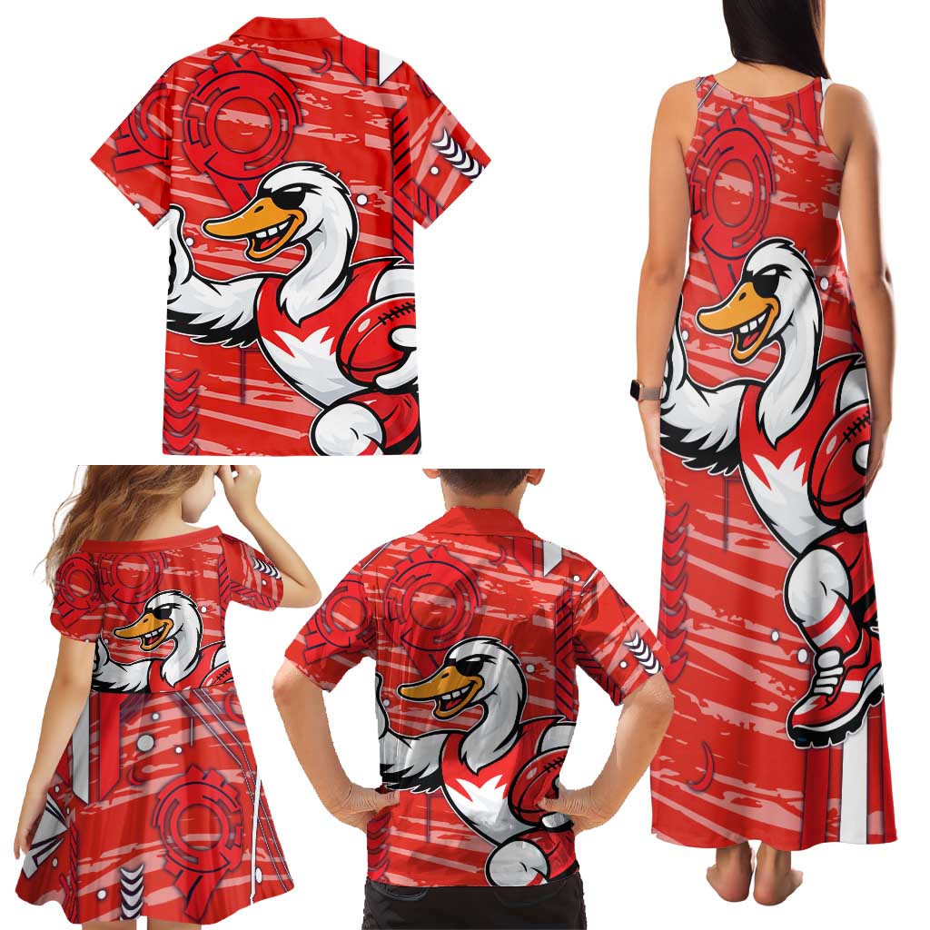 Sydney Swans Family Matching Tank Maxi Dress and Hawaiian Shirt Mascot Cartoon Football Illustration Style