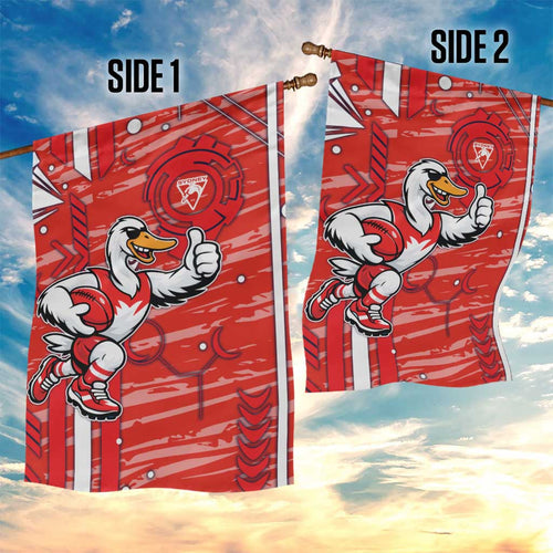Sydney Swans Garden Flag Mascot Cartoon Football Illustration Style