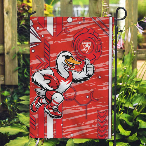 Sydney Swans Garden Flag Mascot Cartoon Football Illustration Style