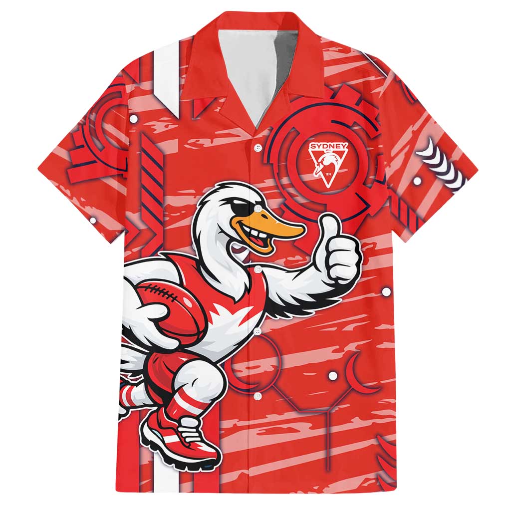 Sydney Swans Hawaiian Shirt Mascot Cartoon Football Illustration Style