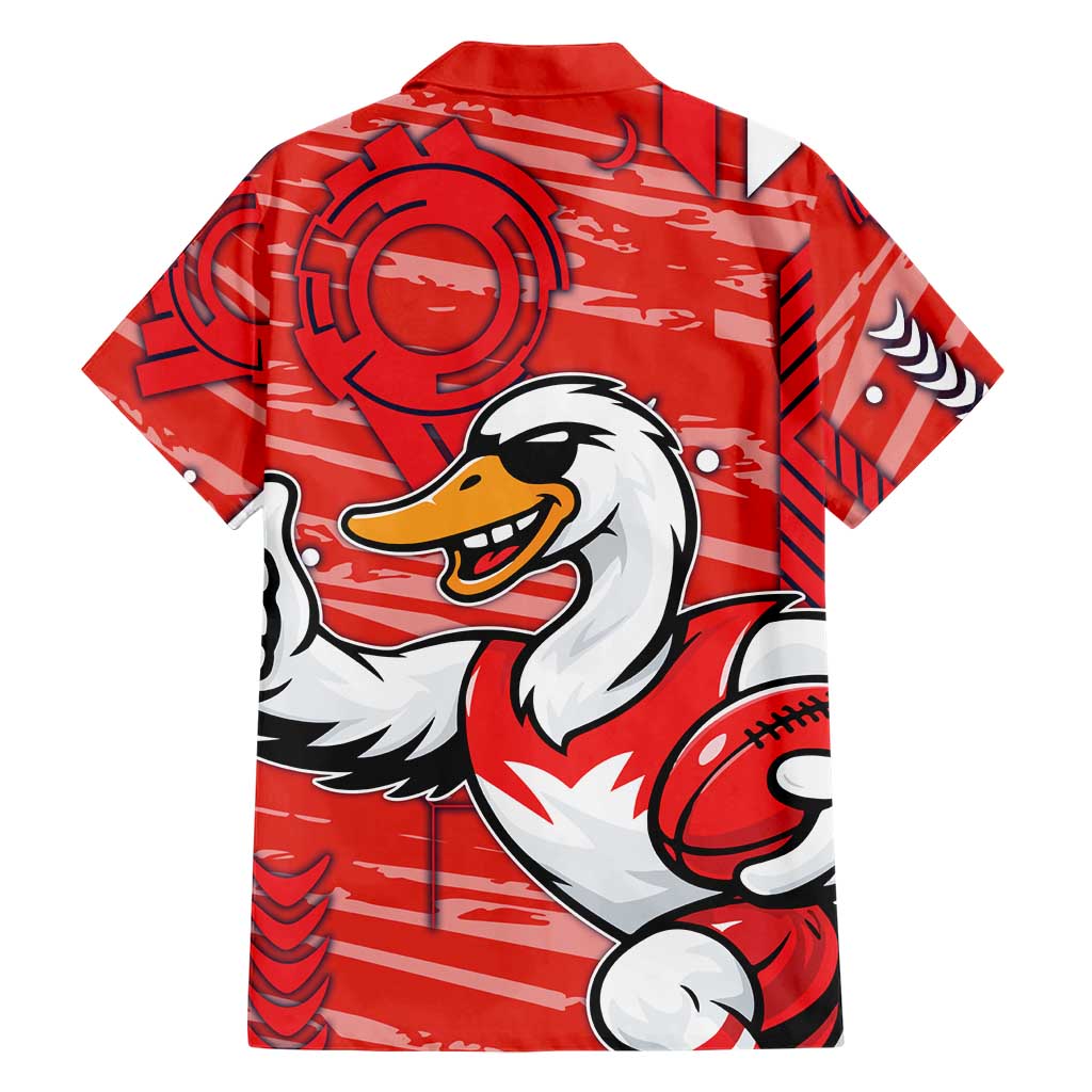 Sydney Swans Hawaiian Shirt Mascot Cartoon Football Illustration Style