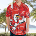 Sydney Swans Hawaiian Shirt Mascot Cartoon Football Illustration Style