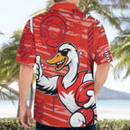 Sydney Swans Hawaiian Shirt Mascot Cartoon Football Illustration Style
