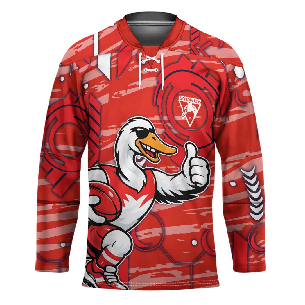Sydney Swans Hockey Jersey Mascot Cartoon Football Illustration Style