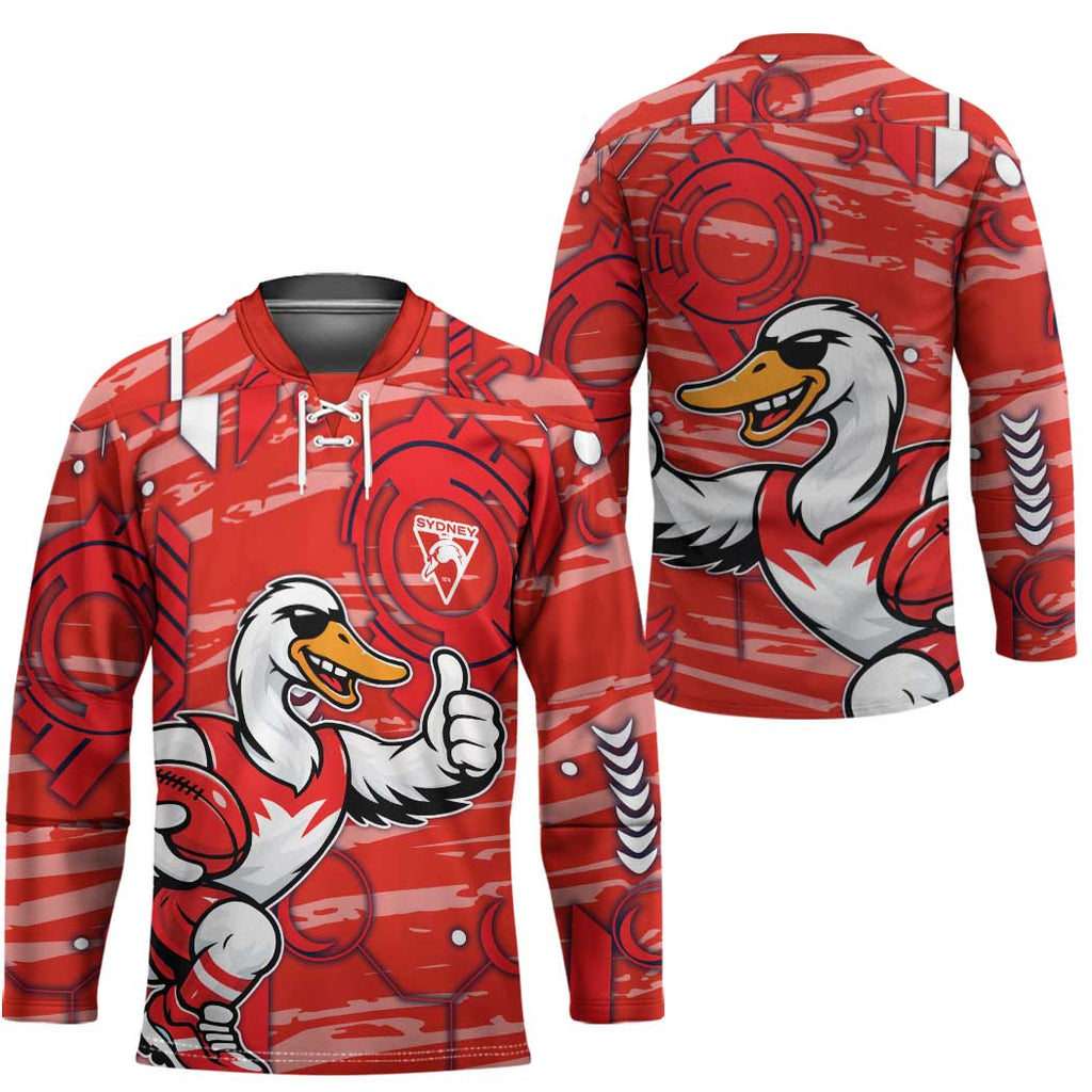 Sydney Swans Hockey Jersey Mascot Cartoon Football Illustration Style