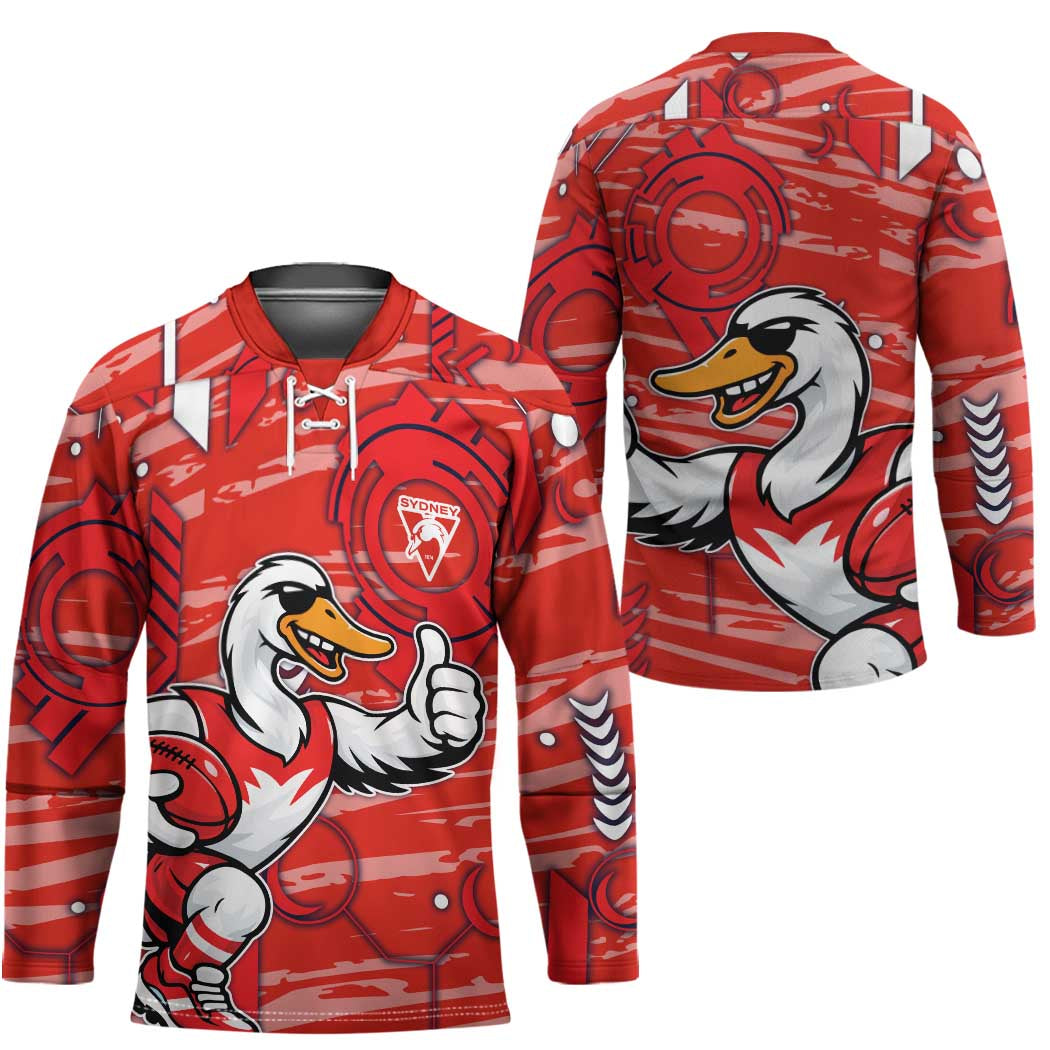 Sydney Swans Hockey Jersey Mascot Cartoon Football Illustration Style