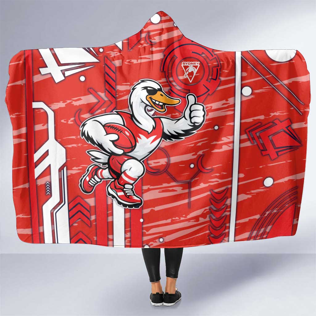 Sydney Swans Hooded Blanket Mascot Cartoon Football Illustration Style