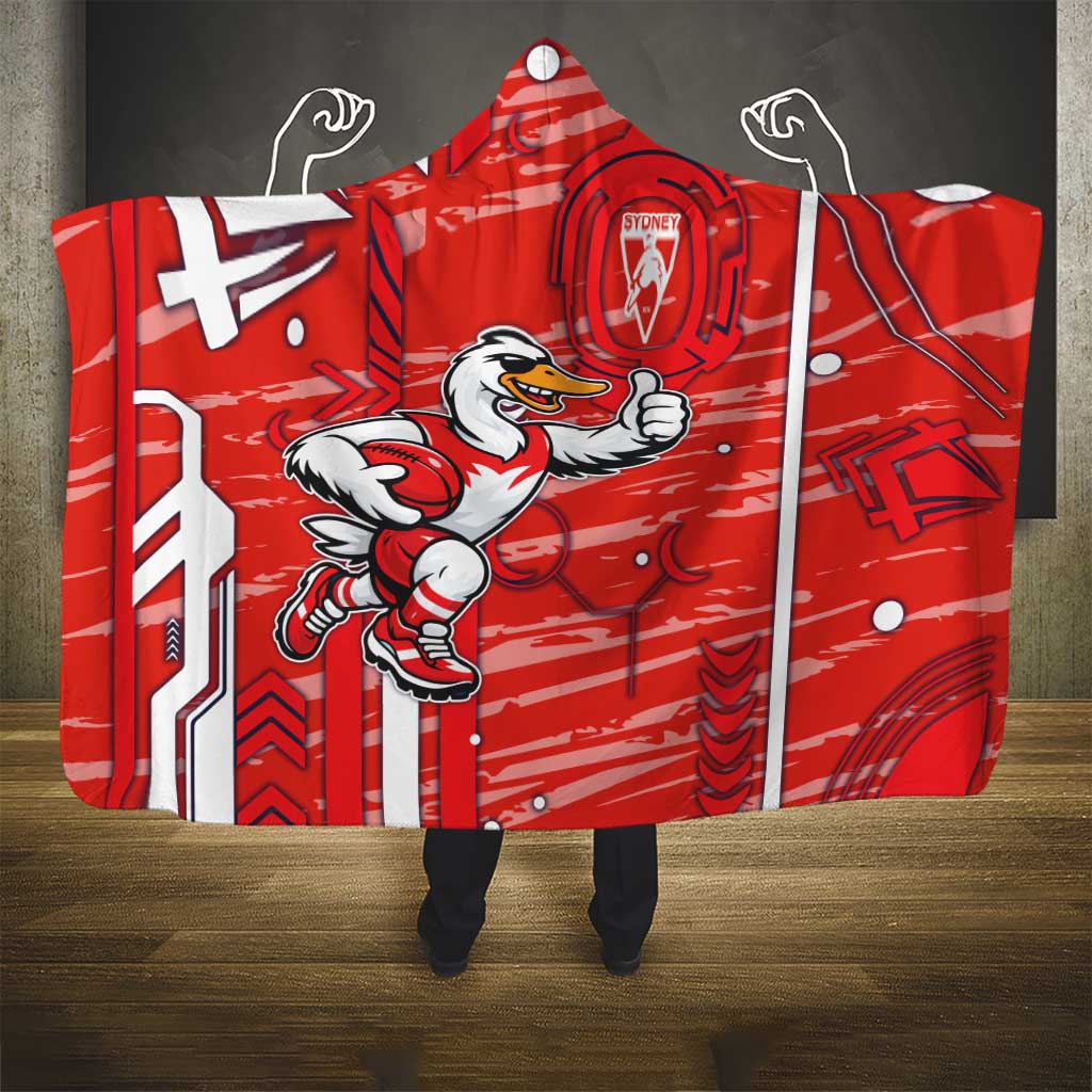 Sydney Swans Hooded Blanket Mascot Cartoon Football Illustration Style