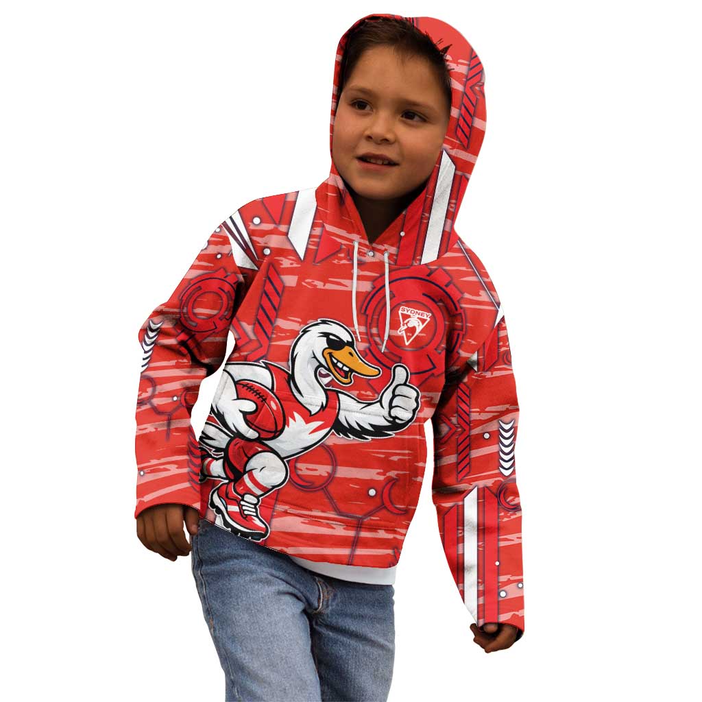 Sydney Swans Kid Hoodie Mascot Cartoon Football Illustration Style