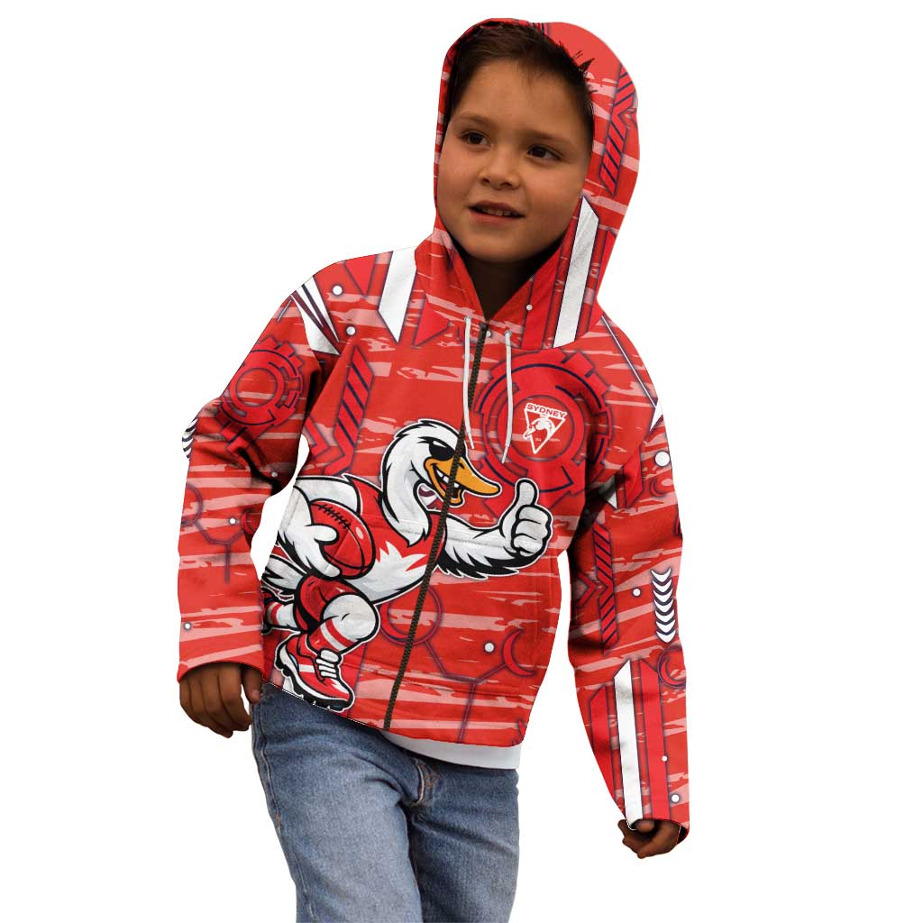 Sydney Swans Kid Hoodie Mascot Cartoon Football Illustration Style
