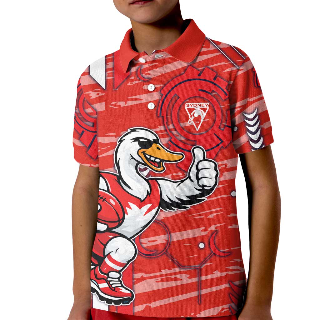 Sydney Swans Kid Polo Shirt Mascot Cartoon Football Illustration Style