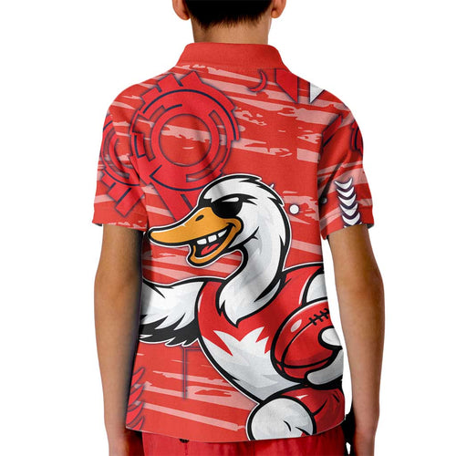 Sydney Swans Kid Polo Shirt Mascot Cartoon Football Illustration Style