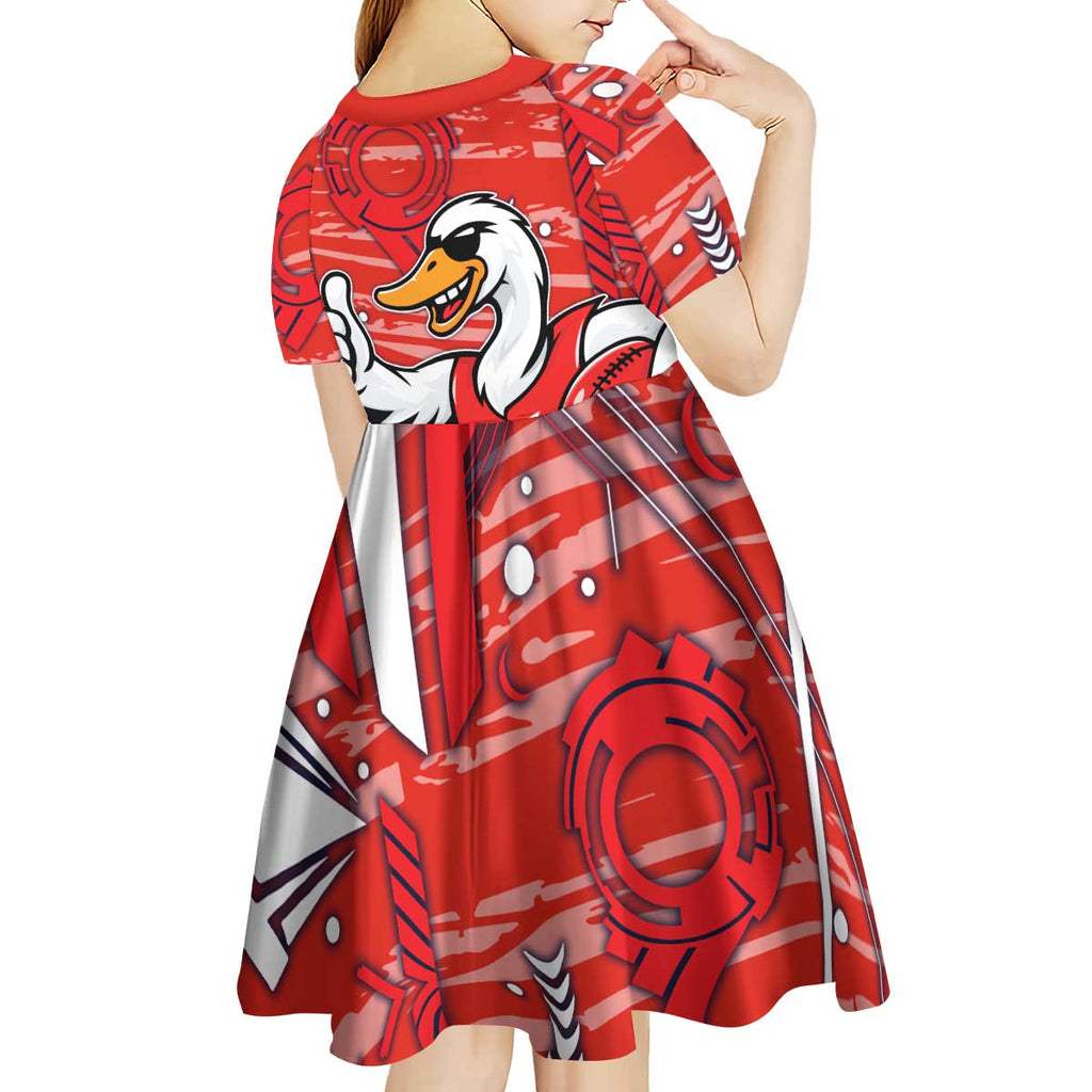 Sydney Swans Kid Short Sleeve Dress Mascot Cartoon Football Illustration Style