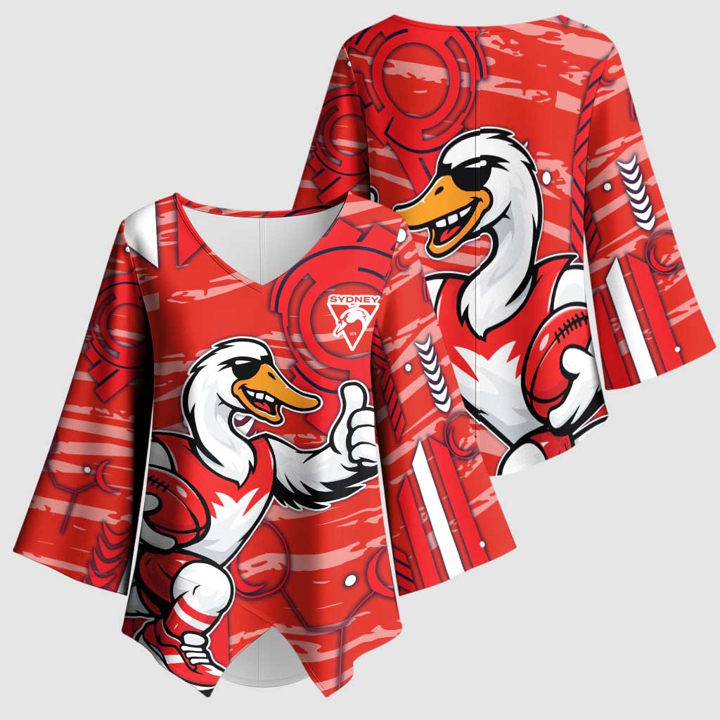 Sydney Swans Kimono Sleeve Blouse Mascot Cartoon Football Illustration Style