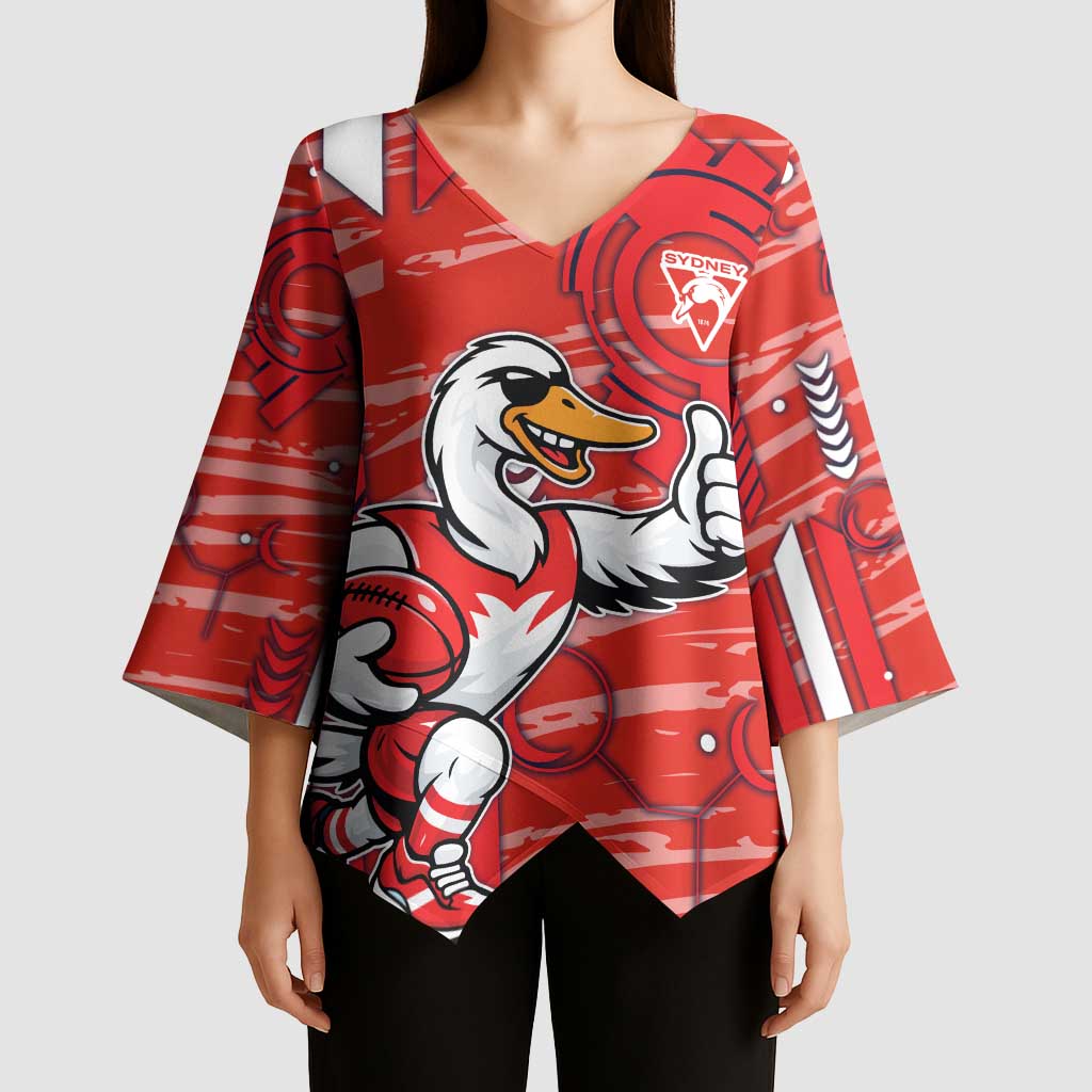 Sydney Swans Kimono Sleeve Blouse Mascot Cartoon Football Illustration Style