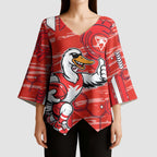 Sydney Swans Kimono Sleeve Blouse Mascot Cartoon Football Illustration Style