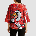 Sydney Swans Kimono Sleeve Blouse Mascot Cartoon Football Illustration Style