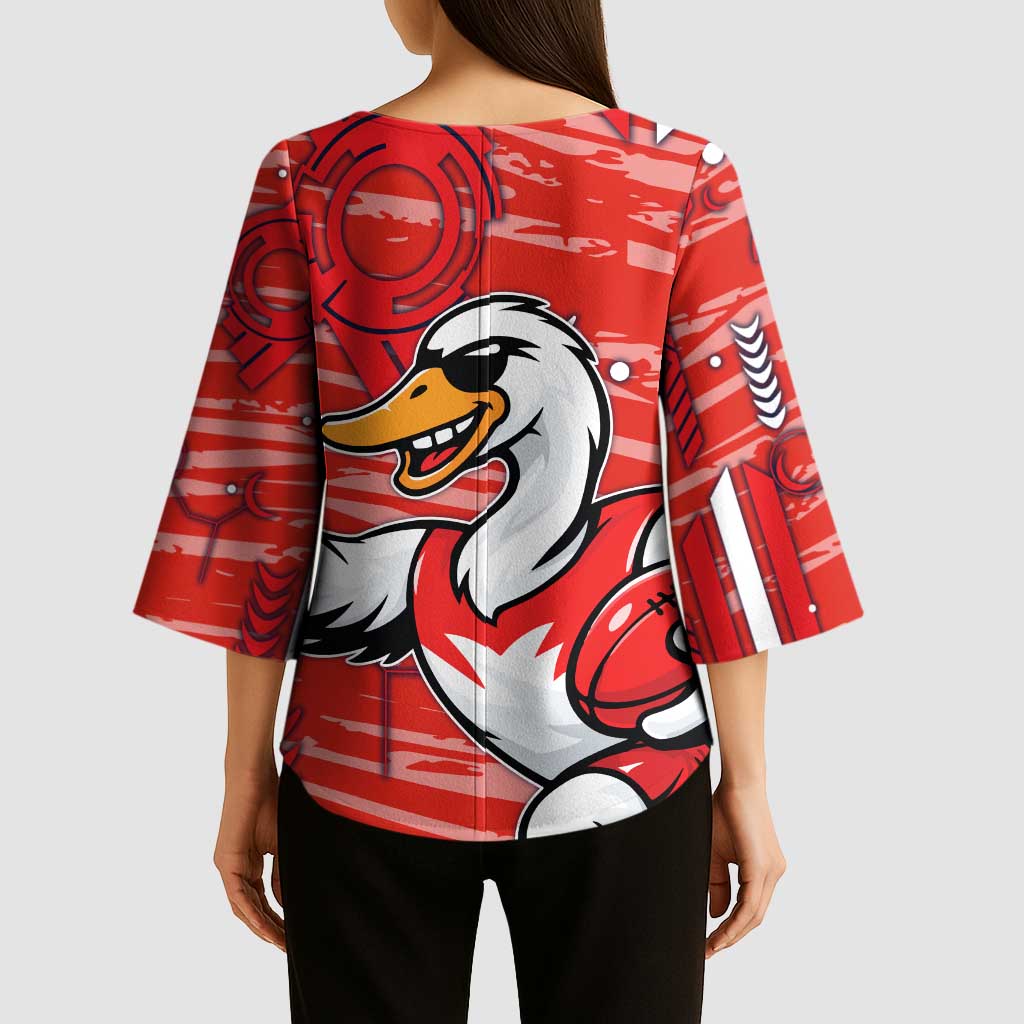 Sydney Swans Kimono Sleeve Blouse Mascot Cartoon Football Illustration Style