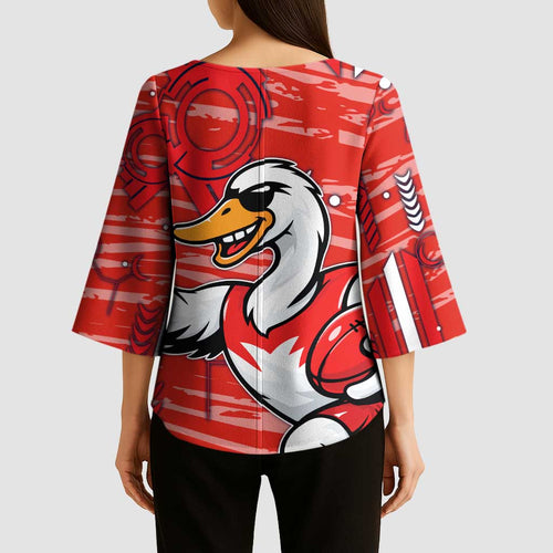 Sydney Swans Kimono Sleeve Blouse Mascot Cartoon Football Illustration Style
