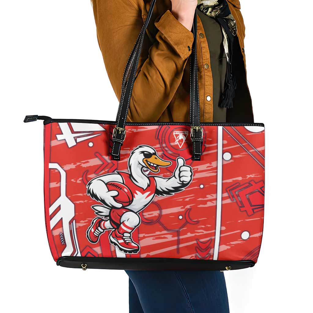 Sydney Swans Leather Tote Bag Mascot Cartoon Football Illustration Style