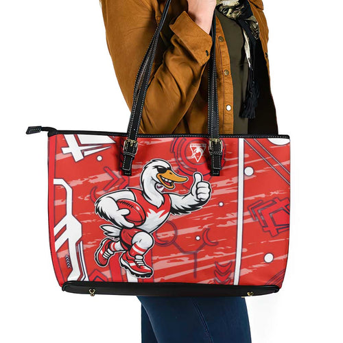 Sydney Swans Leather Tote Bag Mascot Cartoon Football Illustration Style