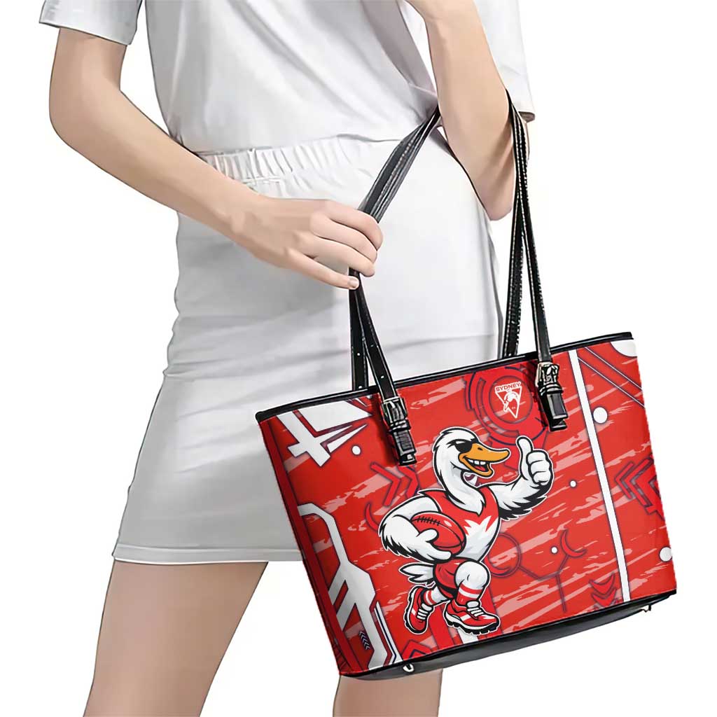 Sydney Swans Leather Tote Bag Mascot Cartoon Football Illustration Style