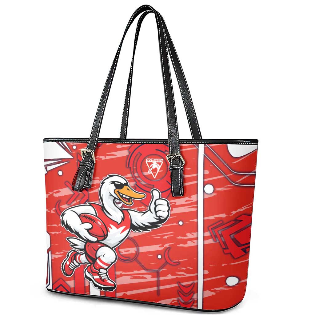 Sydney Swans Leather Tote Bag Mascot Cartoon Football Illustration Style