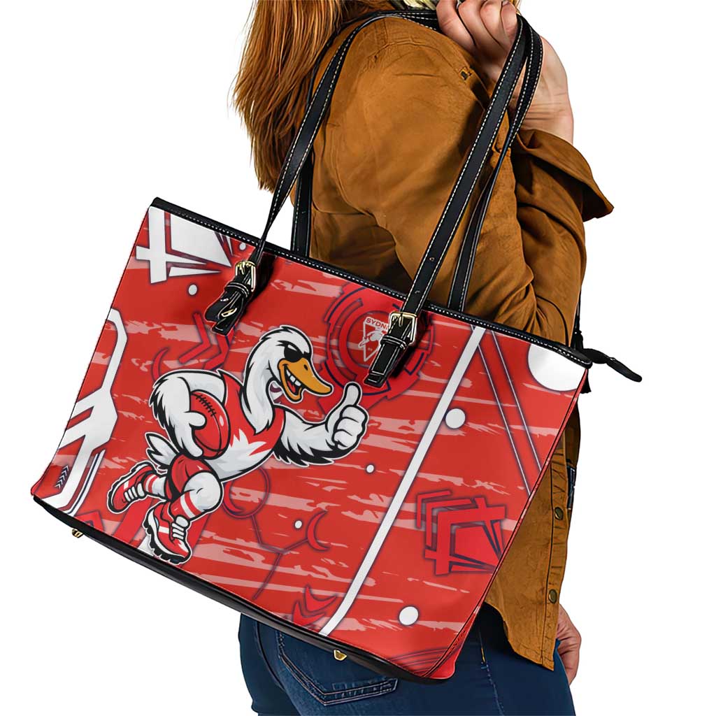 Sydney Swans Leather Tote Bag Mascot Cartoon Football Illustration Style