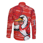 Sydney Swans Long Sleeve Button Shirt Mascot Cartoon Football Illustration Style