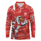 Sydney Swans Long Sleeve Polo Shirt Mascot Cartoon Football Illustration Style