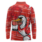 Sydney Swans Long Sleeve Polo Shirt Mascot Cartoon Football Illustration Style