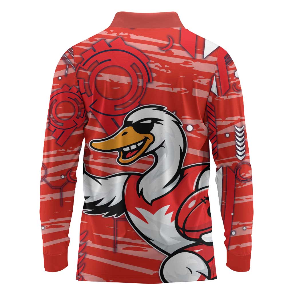 Sydney Swans Long Sleeve Polo Shirt Mascot Cartoon Football Illustration Style