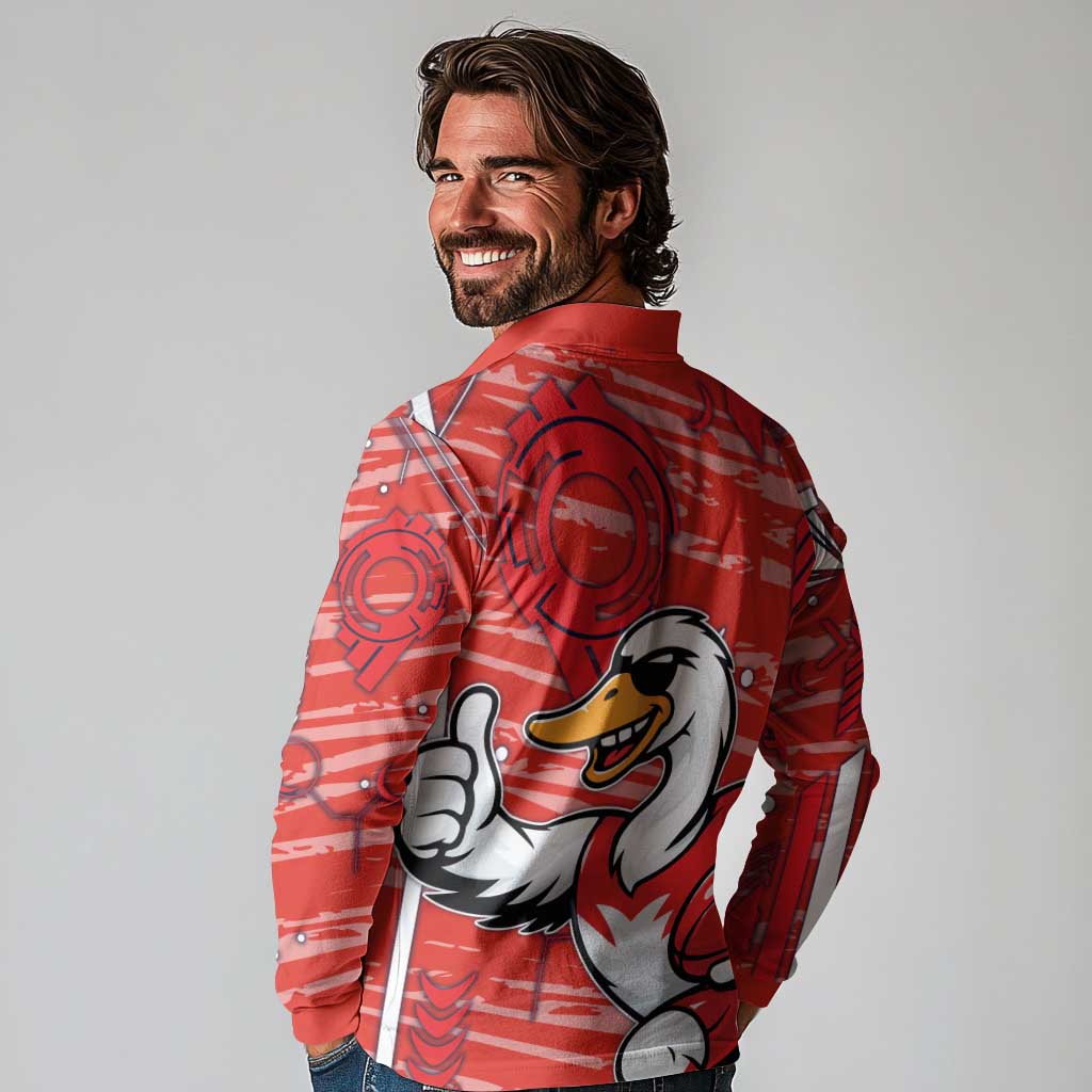 Sydney Swans Long Sleeve Polo Shirt Mascot Cartoon Football Illustration Style