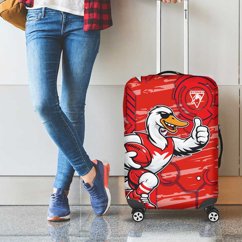 Sydney Swans Luggage Cover Mascot Cartoon Football Illustration Style