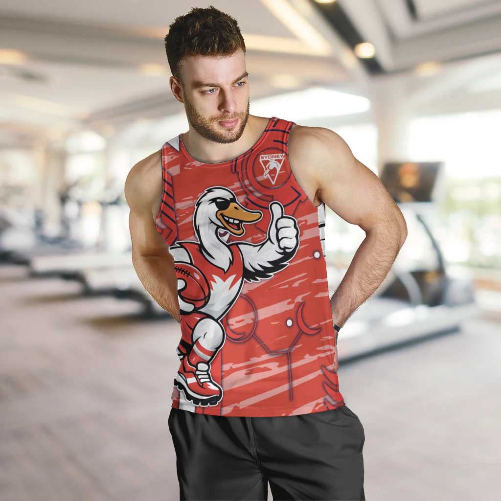 Sydney Swans Men Tank Top Mascot Cartoon Football Illustration Style