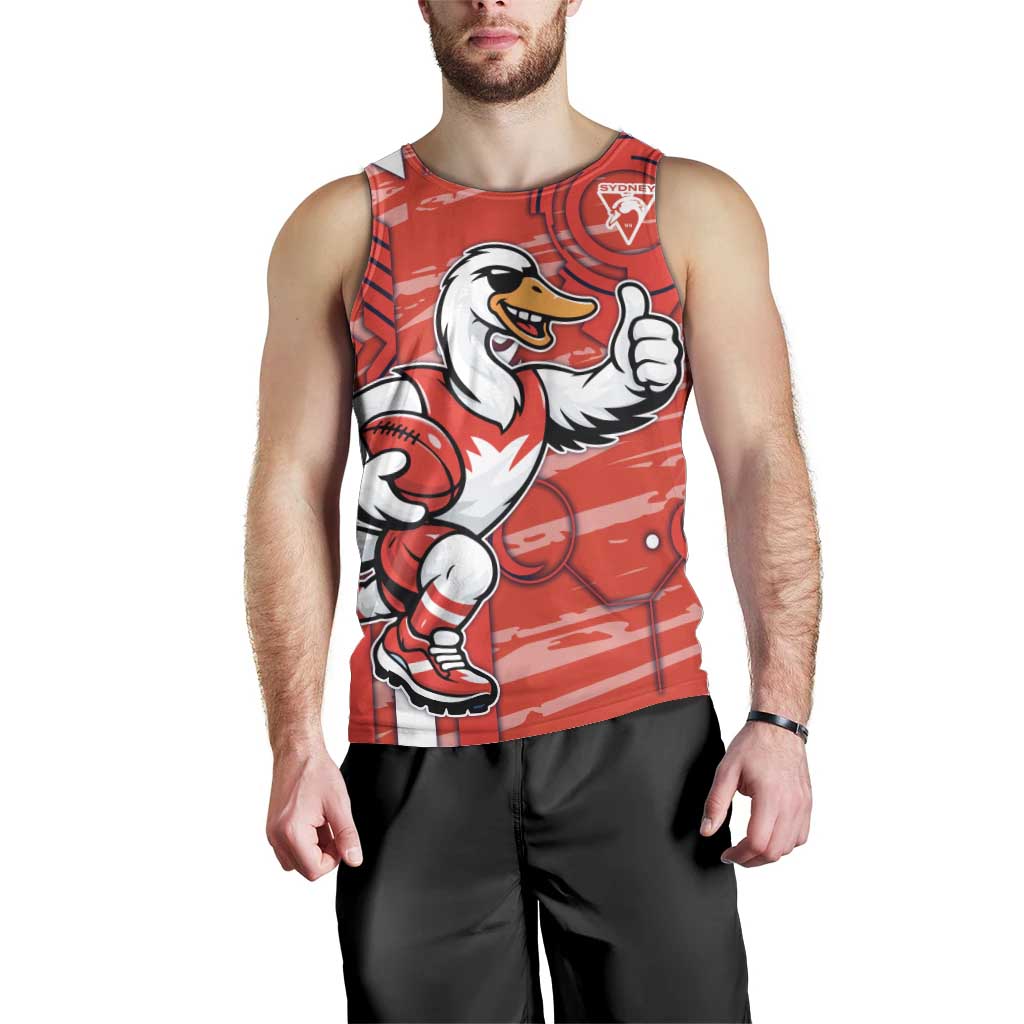 Sydney Swans Men Tank Top Mascot Cartoon Football Illustration Style