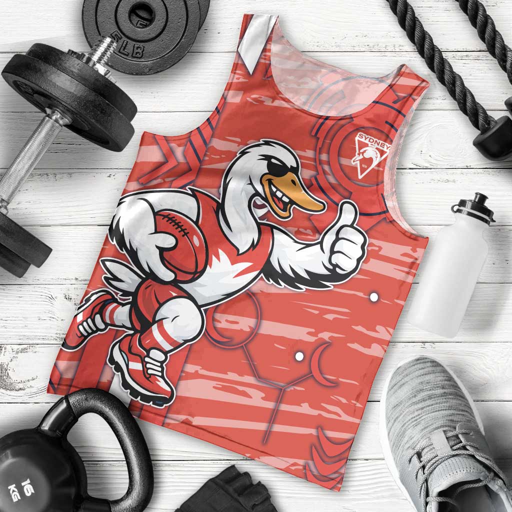 Sydney Swans Men Tank Top Mascot Cartoon Football Illustration Style
