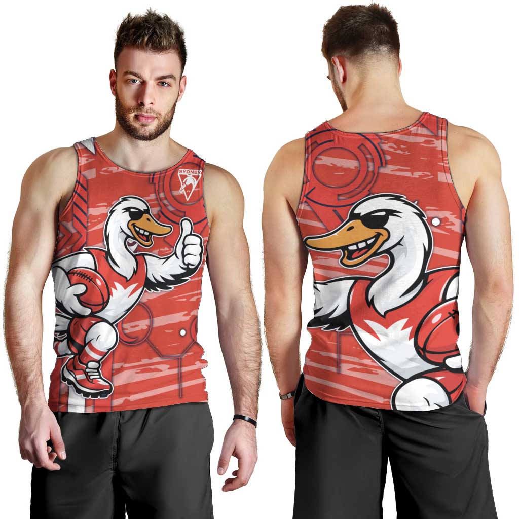 Sydney Swans Men Tank Top Mascot Cartoon Football Illustration Style