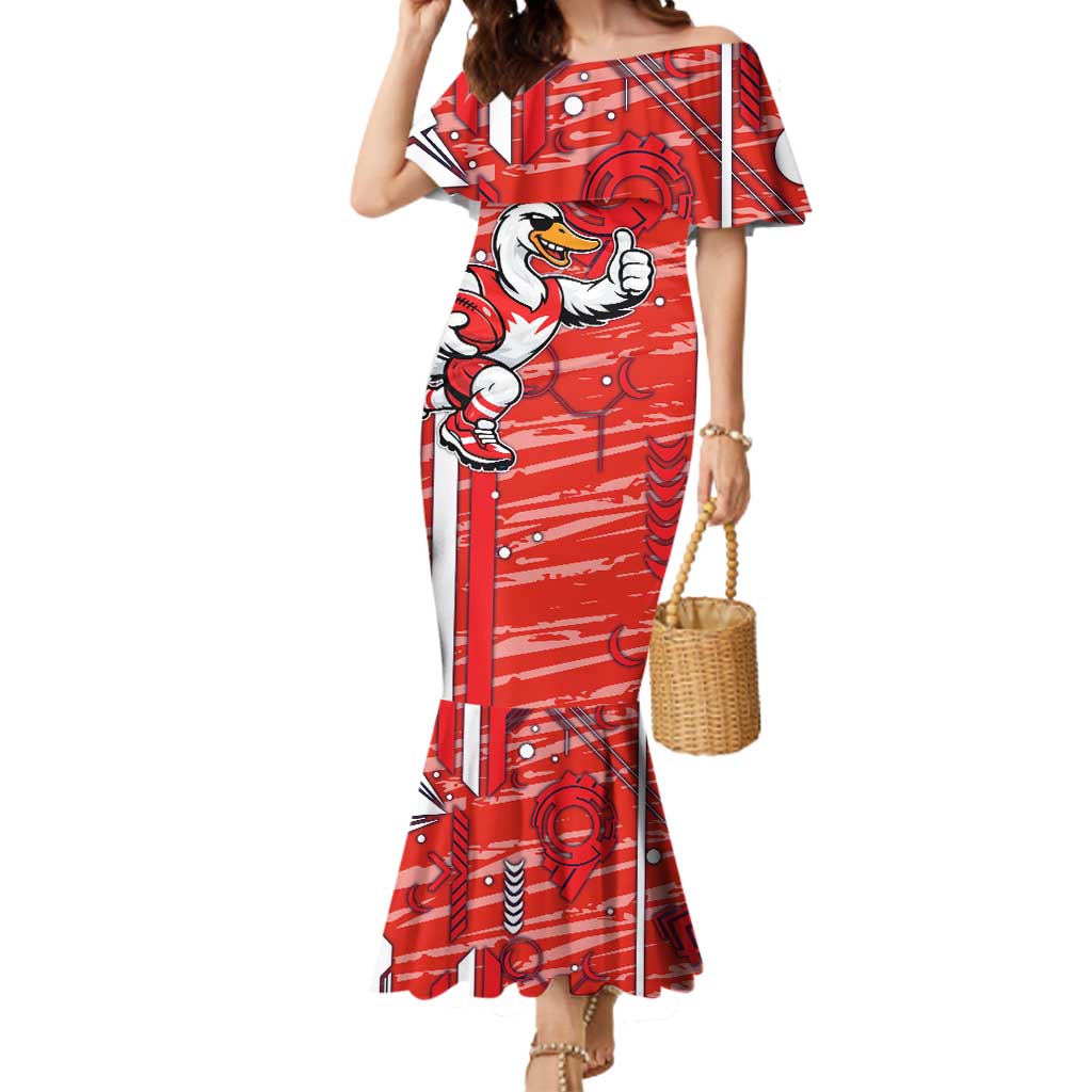 Sydney Swans Mermaid Dress Mascot Cartoon Football Illustration Style