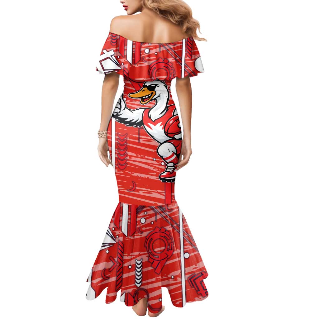 Sydney Swans Mermaid Dress Mascot Cartoon Football Illustration Style