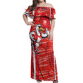 Sydney Swans Off Shoulder Maxi Dress Mascot Cartoon Football Illustration Style
