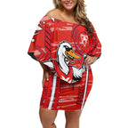 Sydney Swans Off Shoulder Short Dress Mascot Cartoon Football Illustration Style