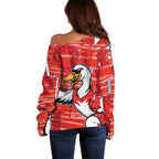 Sydney Swans Off Shoulder Sweater Mascot Cartoon Football Illustration Style