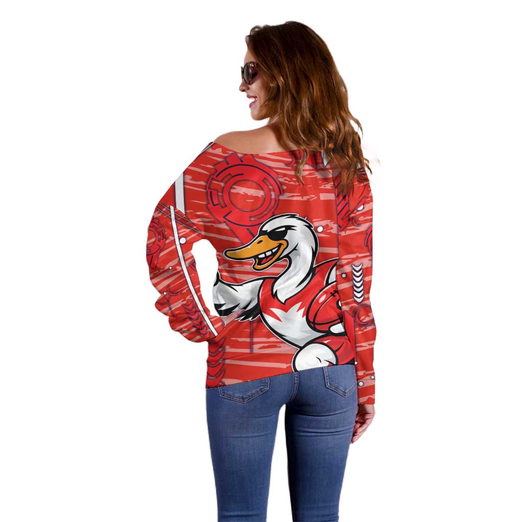 Sydney Swans Off Shoulder Sweater Mascot Cartoon Football Illustration Style