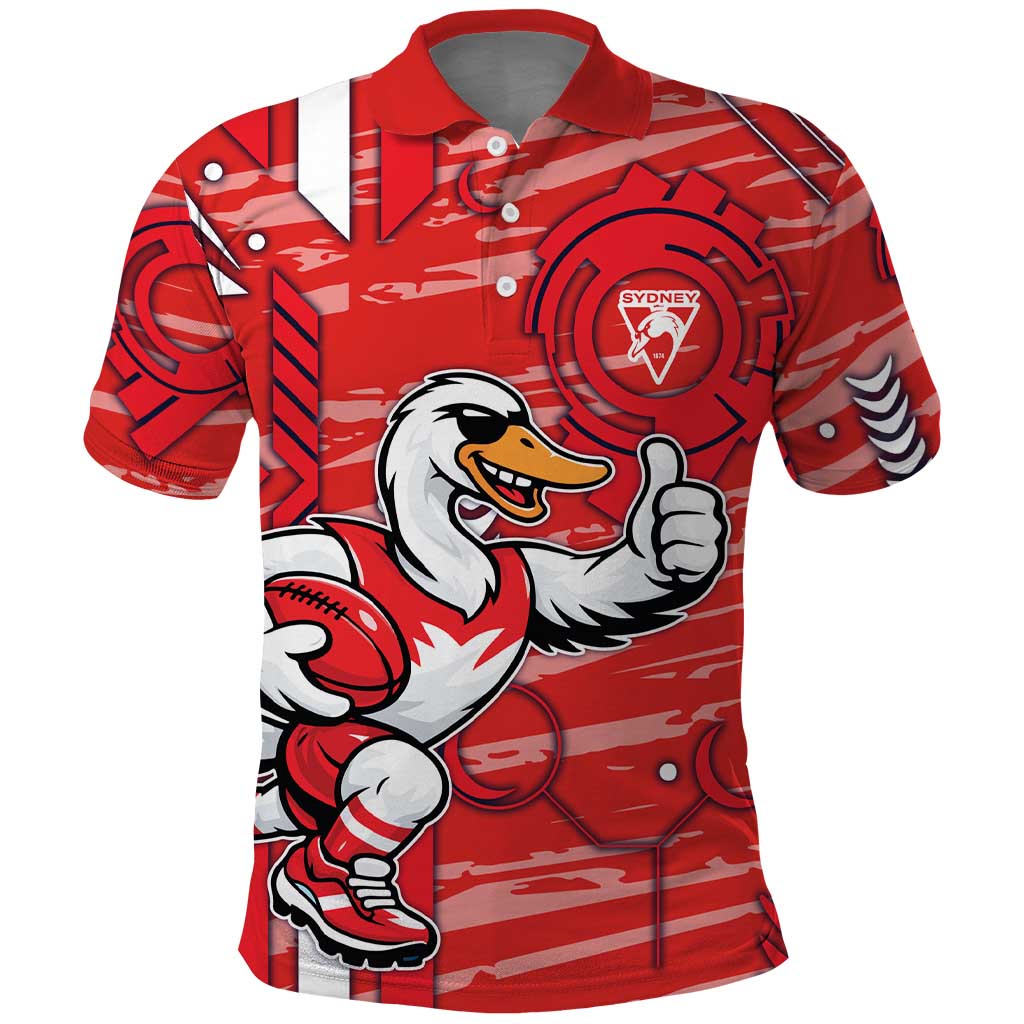 Sydney Swans Polo Shirt Mascot Cartoon Football Illustration Style