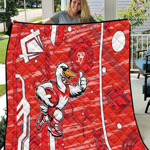 Sydney Swans Quilt Mascot Cartoon Football Illustration Style